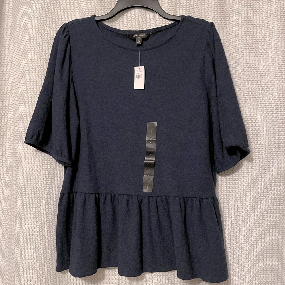 Navy Banana Republic Babydoll Blouse